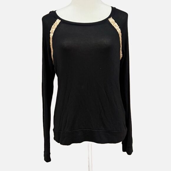 Three Dots Black and gold sequin sweater - Picture 1 of 5